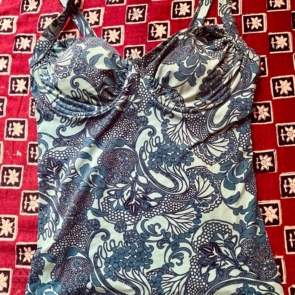 Title Nine Blue and White Floral Swimwear